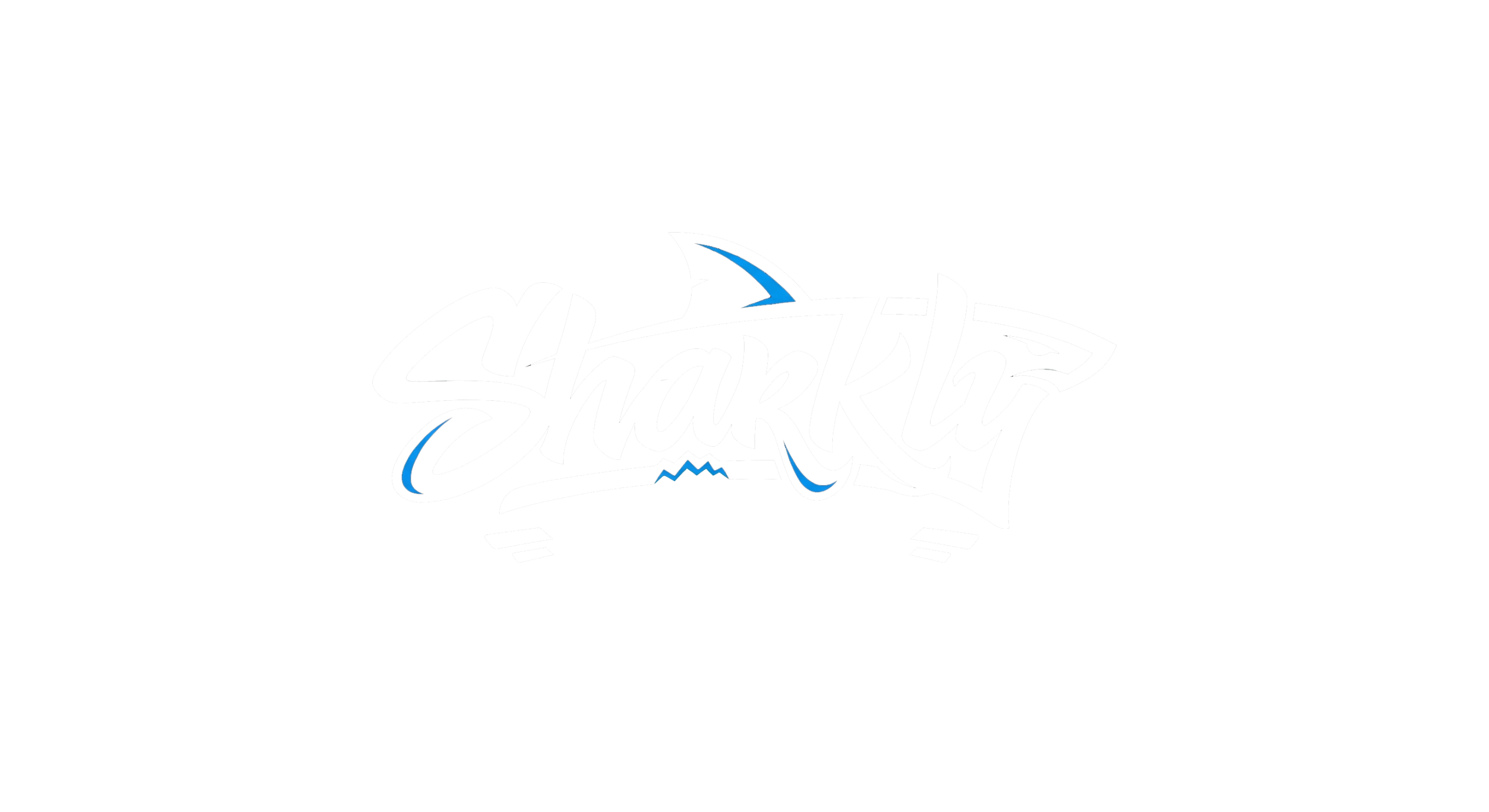 sharkly silk screen logo white